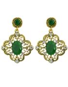 Romwe Green Gemstone Women Earrings
