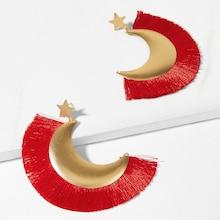 Romwe Star Detail Fan Tassel Drop Earrings
