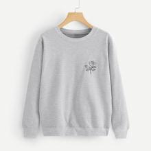 Romwe Plus Floral Print Sweatshirt