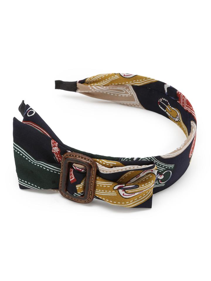Romwe Graphic Print Buckle Embellished Headband