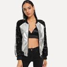 Romwe Contrast Sequin Jacket