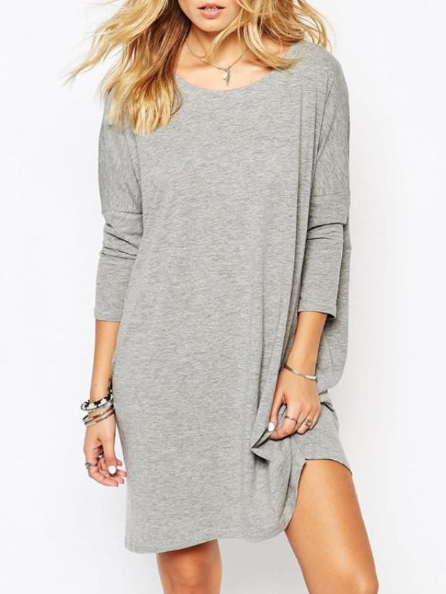 Romwe Long Sleeve Open Back Loose Dress