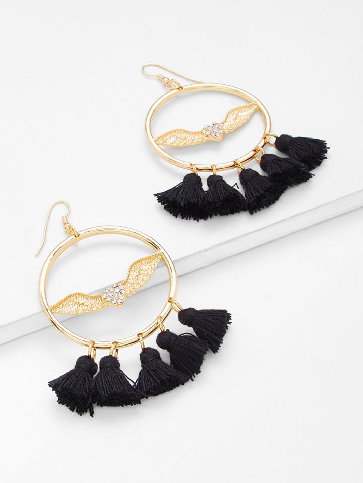 Romwe Tassel Design Statement Earrings