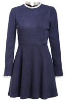 Romwe Contrast Lace Collar Pleated Dress