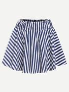 Romwe Blue White Striped A-line Skirt