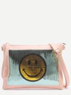 Romwe Pink Sequin Smiley Face Wristlet Bag With Strap