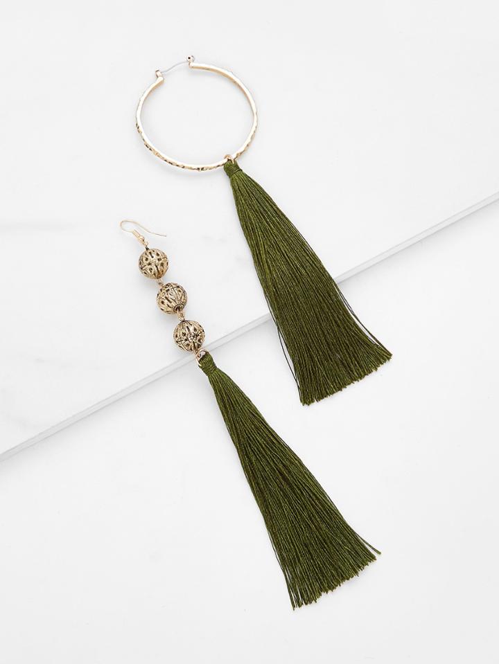 Romwe Mismatch Tassel Drop Earrings