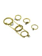 Romwe At-gold 6pcs/set Boho Chic Vintage Style Circle Chain Knuckle Ring Set