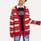 Romwe Letter Pattern Knit Coat