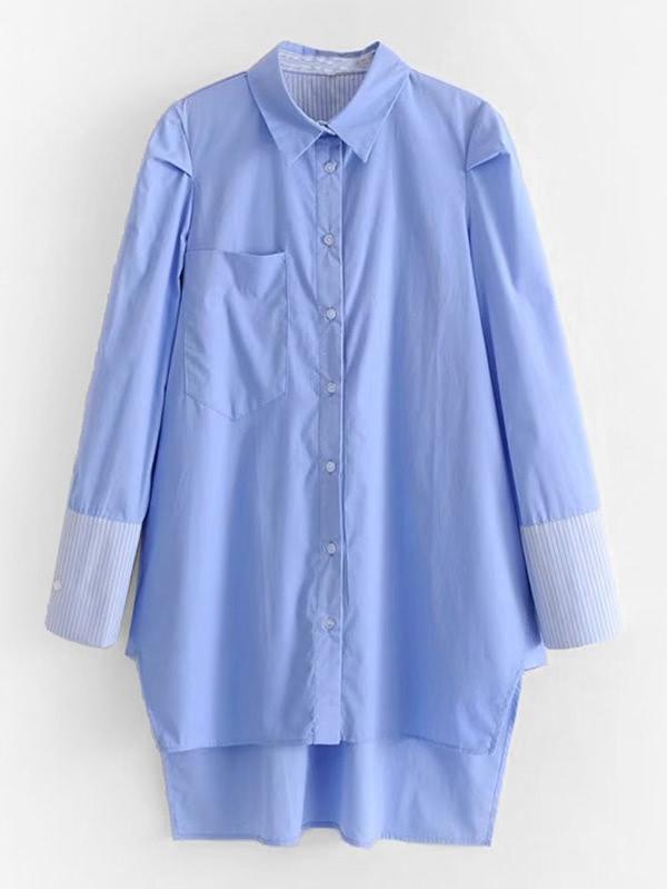Romwe Asymmetrical High Low Shirt Dress