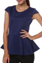 Romwe Short Sleeve Peplum Hem Top