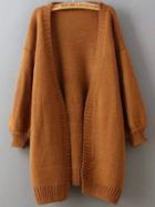 Romwe Puff Sleeve Long Khaki Coat