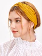 Romwe Orange Textured Knit Knotted Headband