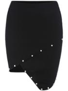 Romwe Bead Asymmetrical Knit Black Skirt