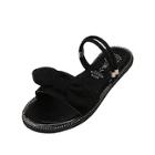 Romwe Bow Decor Suede Flat Sandals