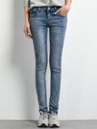 Romwe Blue Slim Bleached Denim Pant