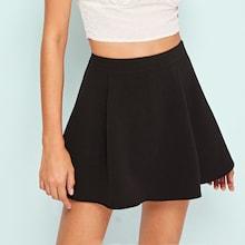 Romwe Solid Fold Pleat Textured Skort