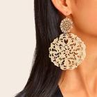 Romwe Hollow Out Round Drop Earrings 1pair