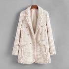 Romwe Fringe Edge Tweed Blazer