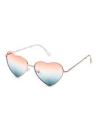 Romwe Rose Gold Plated Frame Heart Shape Casual Sunglasses