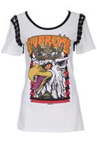 Romwe Romwe Tercel Print Detachable Short-sleeved White T-shirt
