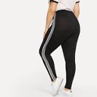 Romwe Plus Contrast Taped Side Legging