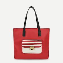 Romwe Pocket Front Pu Tote Bag