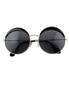 Romwe Fashionable Round Black Oversized Sunglasses