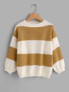 Romwe Drop Shoulder Wide Striped Sweater