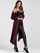 Romwe Asymmetric Hem Longline Cardigan Coat