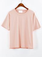 Romwe Pink Drop Shoulder T-shirt