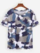 Romwe Grey Camouflage T-shirt