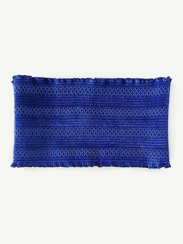 Romwe Shirred Velvet Bandeau Top