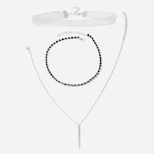 Romwe Bar Decorated Choker Set 3pcs