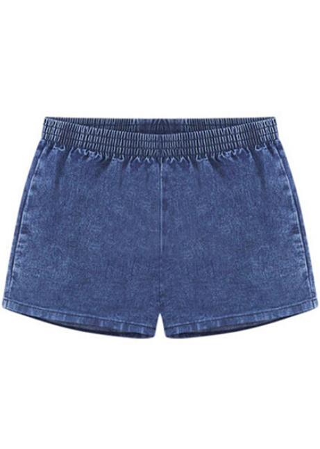 Romwe Elastic Waist Casual Denim Blue Shorts