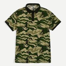 Romwe Guys Camo Print Polo Shirt