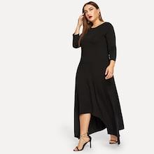 Romwe Plus Asymmetrical Hem Longline Dress