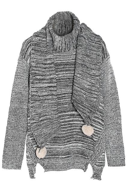 Romwe Basic Jumper With Scarf-gray