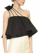 Romwe Flare Black One Shoulder Top