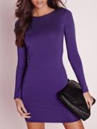 Romwe Long Sleeve Bodycon Purple Dress