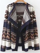 Romwe Multicolor Striped Open Front Sweater Coat