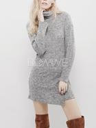 Romwe Grey High Neck Sheath Dress