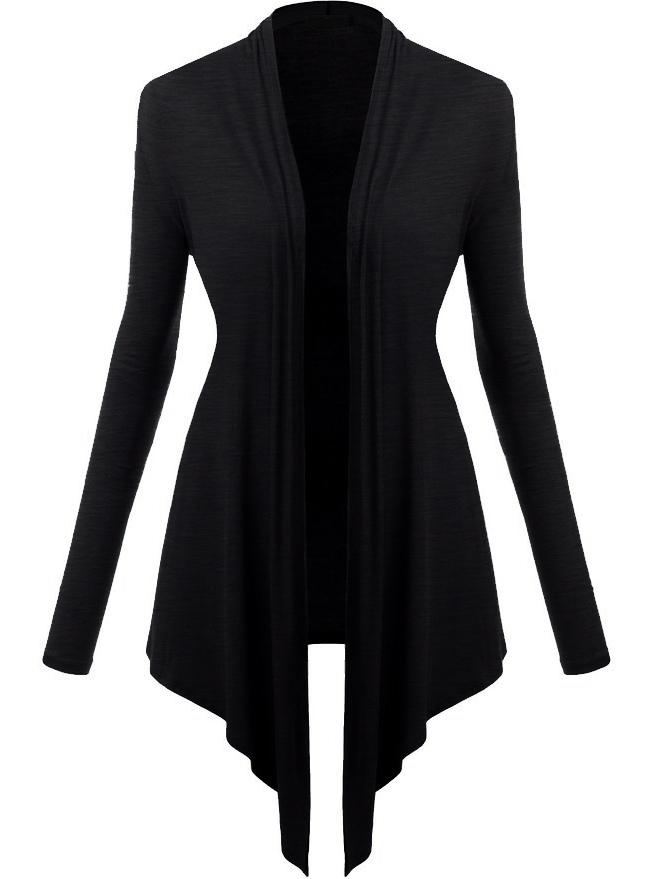 Romwe Long Sleeve Asymmetrical Black Coat