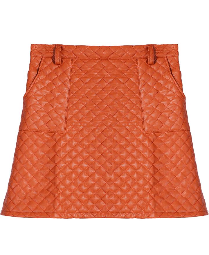Romwe Brown Pockets Pu Bodycon Skirt