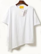 Romwe Cutout Neck Side Slit Asymmetric T-shirt - White