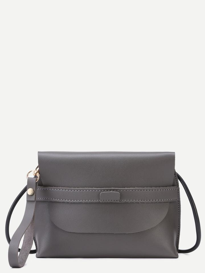 Romwe Grey Pu Convertible Saddle Bag