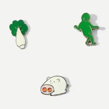 Romwe Pig & Figure Brooch Set 3pcs