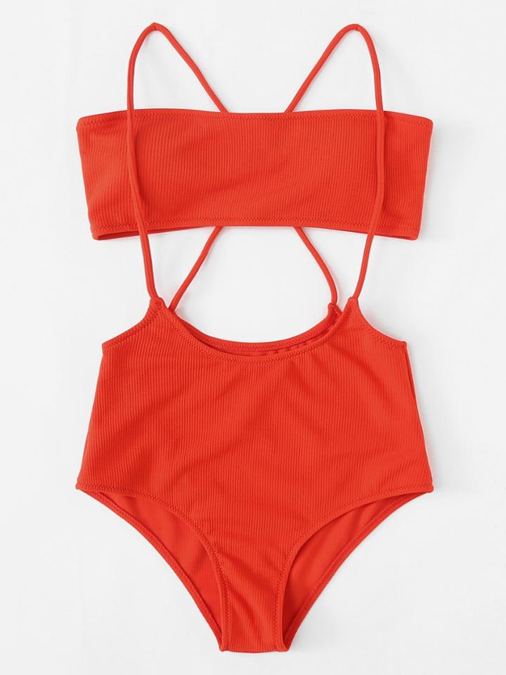 Romwe Criss Criss Two Piece Swimwear