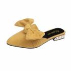 Romwe Point Toe Bow Decor Suede Mules
