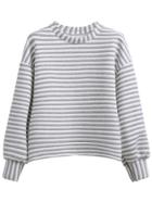 Romwe Striped Drop Shoulder Sweatshirt